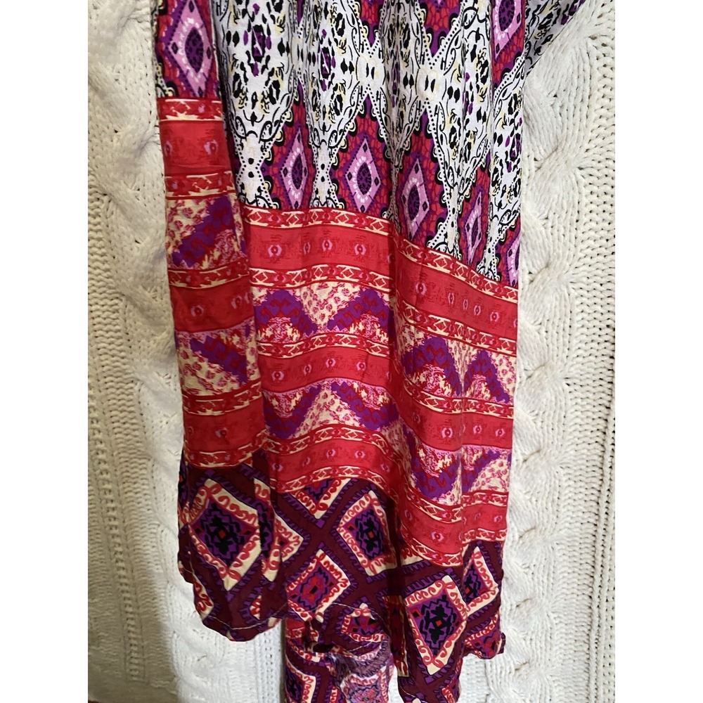 Sundress Maxi Flutter Sleeve Rayon Women's XL (40" Bust)‎ Peasant Boho Red Pink - Picture 4 of 8